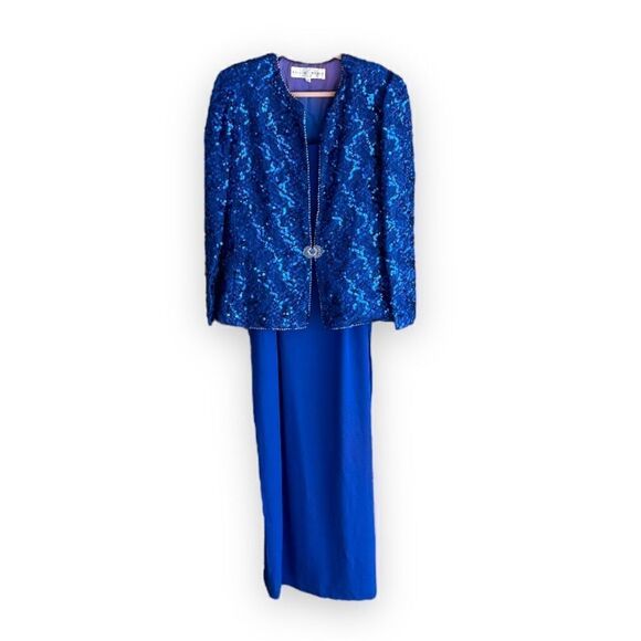 Vintage LILLIE RUBIN | 2-Piece Royal Blue Gown/Jacket (16) - Picture 1 of 6